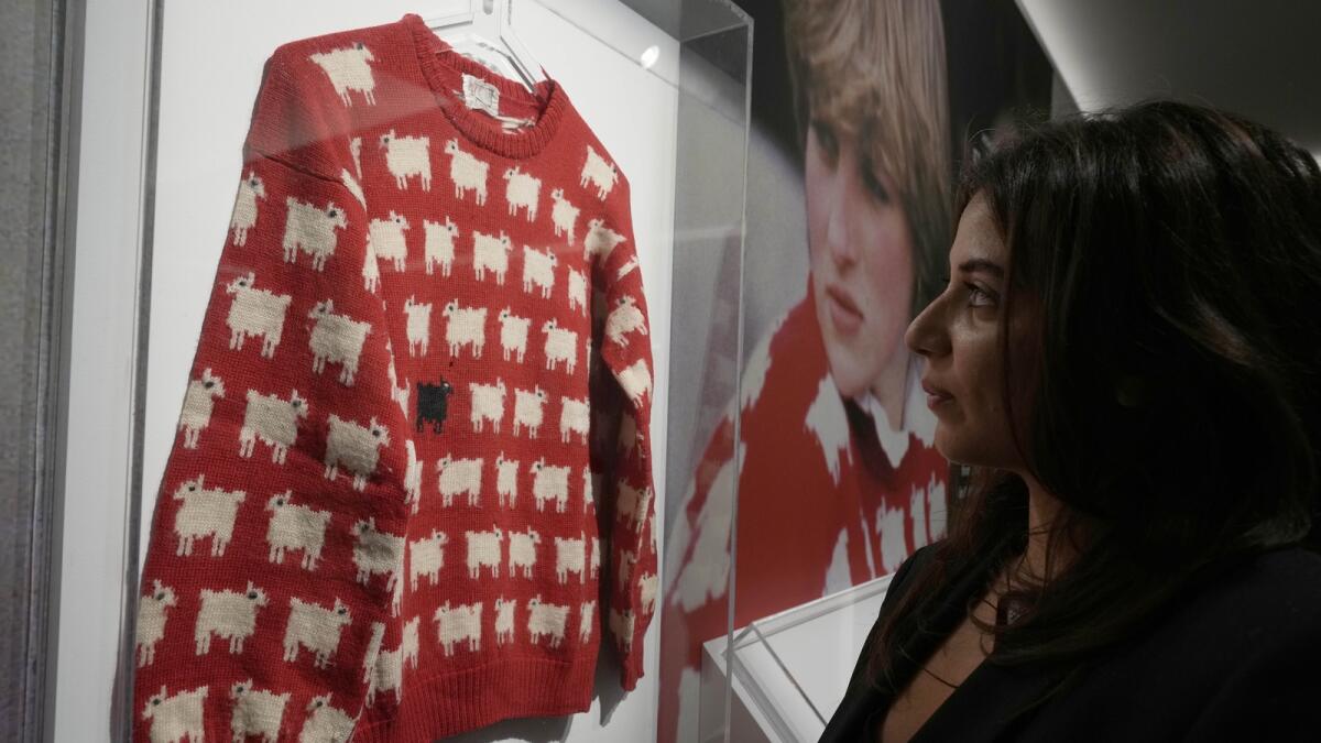 Iconic sheep sweater worn by Princess Diana could fetch $50,000 at ...