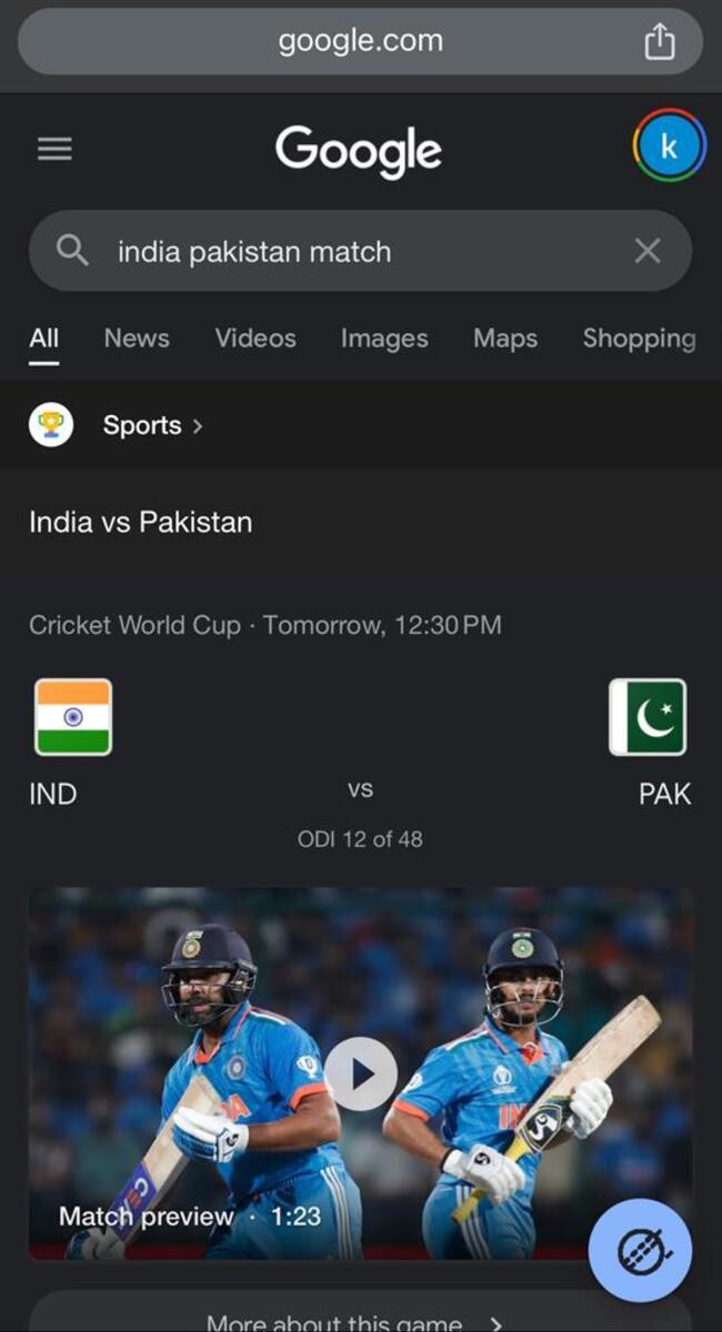 India vs Pakistan World Cup 2023: Google's 'Mini Cup' Game Is Here