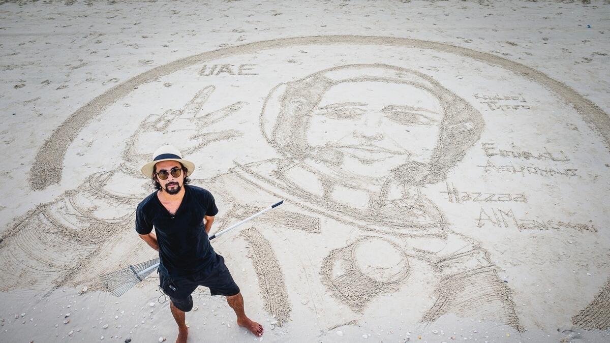 Filipino sand artist creates tribute for Hazzaa AlMansoori - News | Khaleej Times