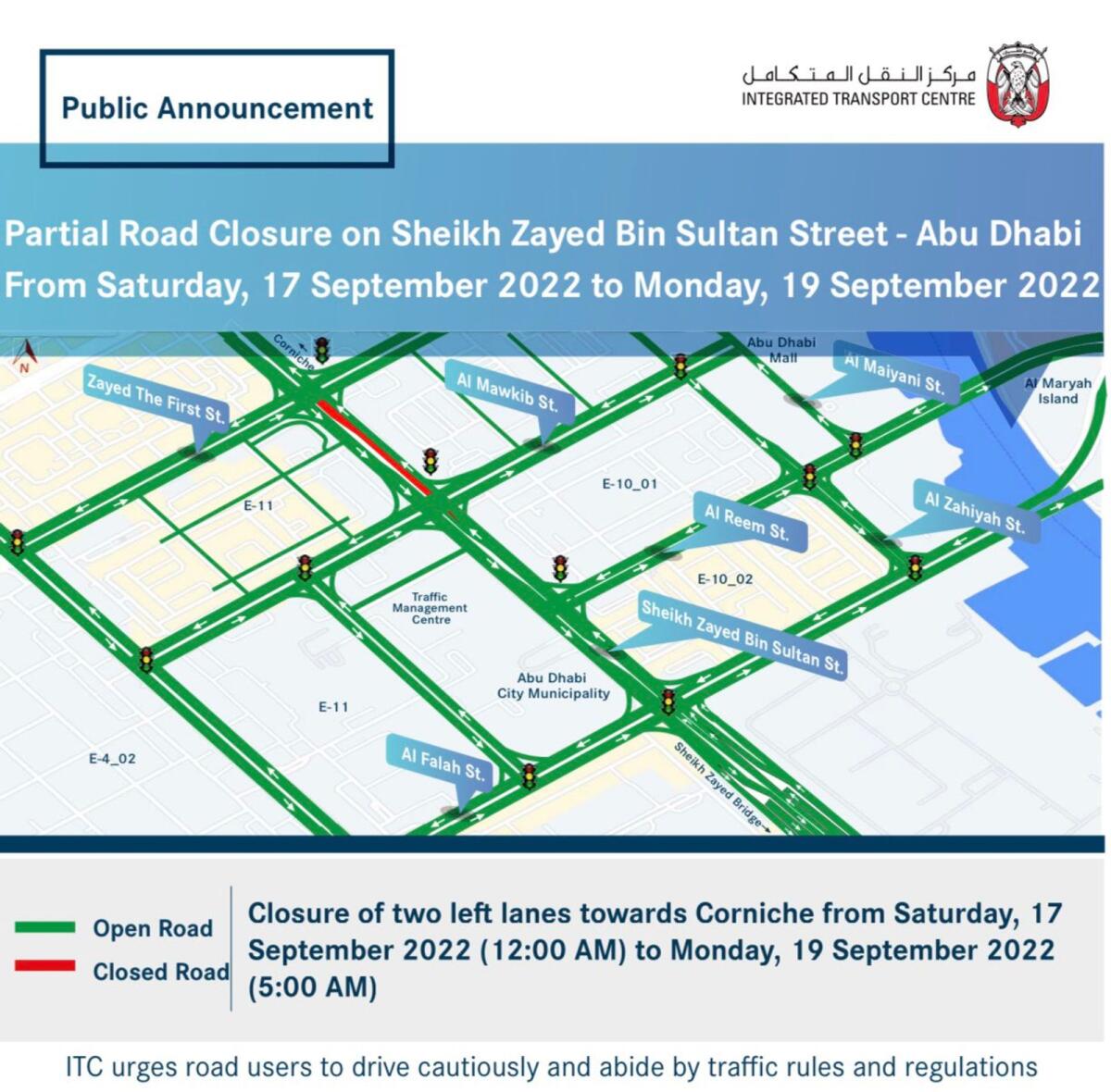 UAE: Temporary road closure from tomorrow
