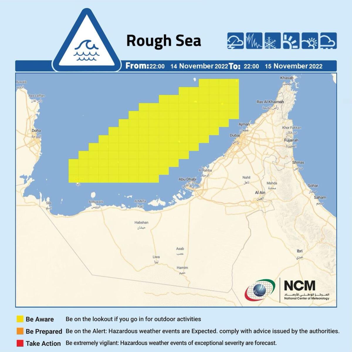 UAE weather: Rough seas; temperature to drop to 23°C