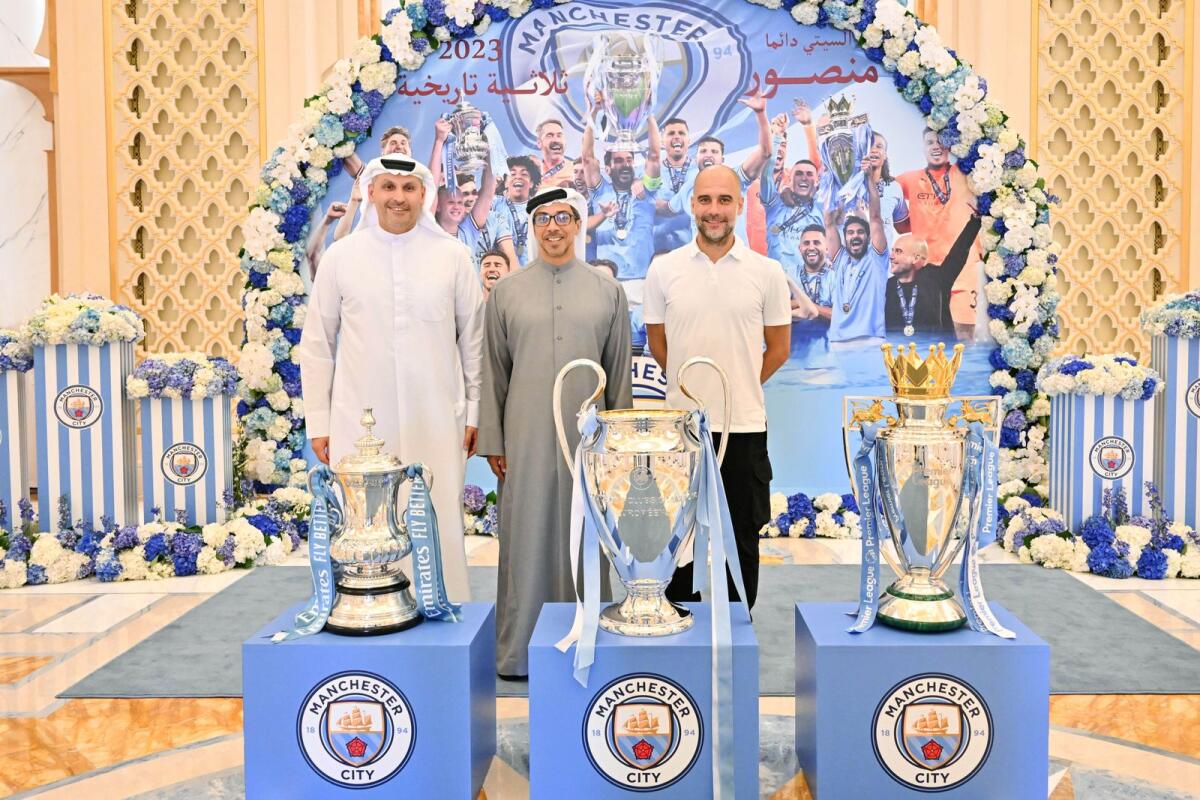 Watch: Sheikh Mansour delighted as Manchester City's treble comes 'home' to  Abu Dhabi - News | Khaleej Times