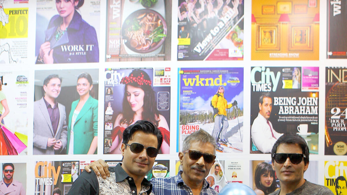 CT280216-KP-GANGAAJAL  Bollywood movie stars of  Jai Gangaajal Rahul Bhatt Prakash Jha and Manav Kaul visit Khaleej Times office during their promotional tour in Dubai on Sunday, 28 February 2016. Photo by Kiran Prasad