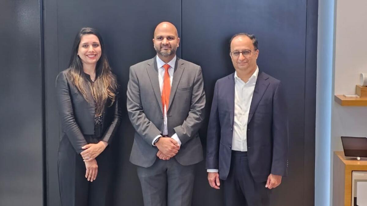 From L to R: Grishma Apte, general manager, myAlfred LLC; Mahesh Balani, chief operating officer, InsuranceMarket.ae and Rajat Asthana, chief operating officer, Eros Group.