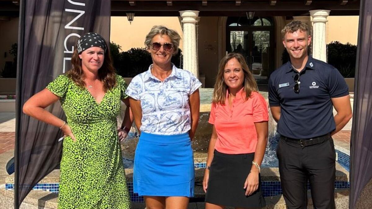Left to right: JGE Lady Captain Everlyn Downham, Willemijn Roeterdink, Marta Balaguer and Ed Attack.- Supplied photo