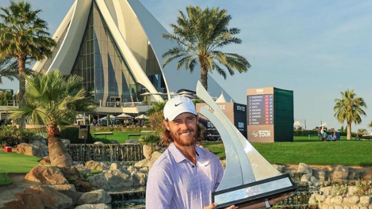 Dubai resident Tommy Fleetwood enjoys the moment after winning the 2024 Dubai Invitational at Dubai Creek Resort. -  @officialtommyfleetwood