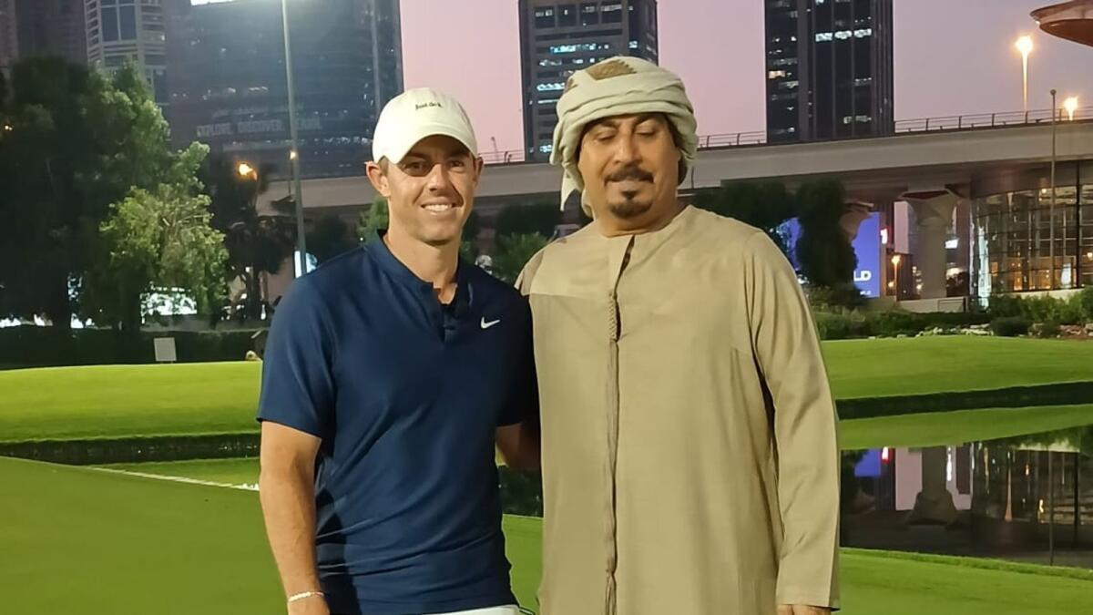 General Abdullah Alhashmi with Rory McIlroy in Dubai.  Photo LW