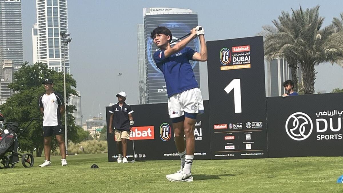 A player tees off in the Dubai Schools Games - Golf event at the Par 3 course at Emirates Golf Club, Dubai. - Supplied photo
