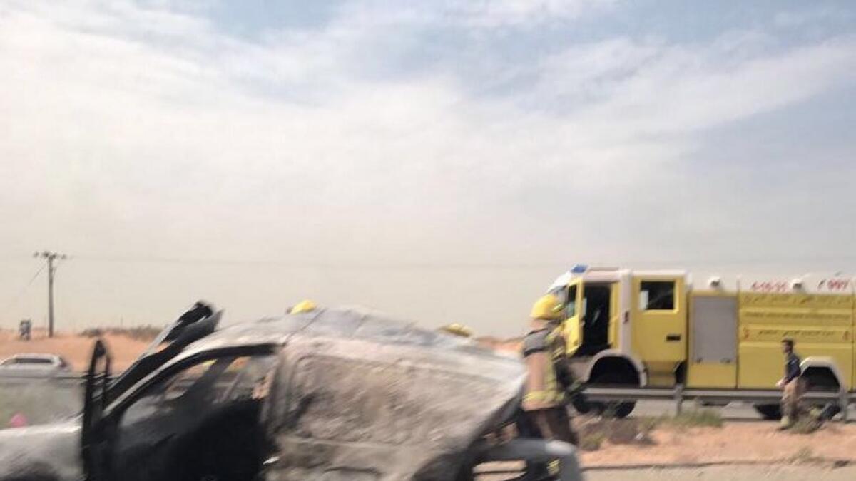 Car catches fire on Mohammed bin Zayed Road