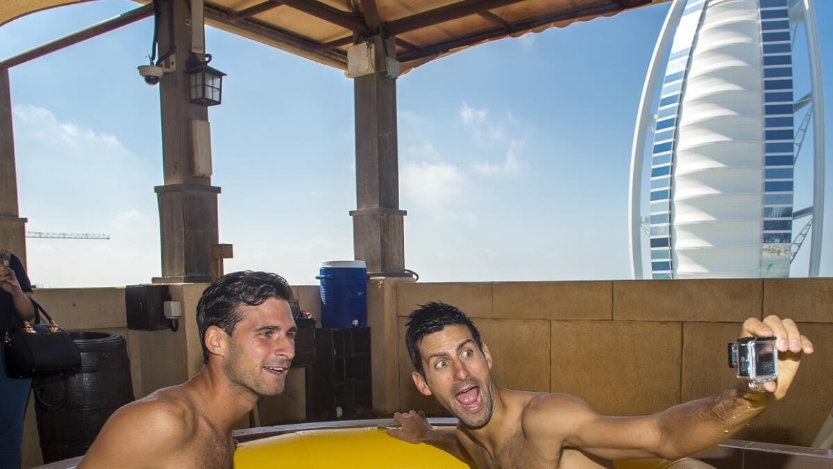 Djokovic and his brother Marko enjoy some water fun at Wild Wadi in Dubai. Supplied photo