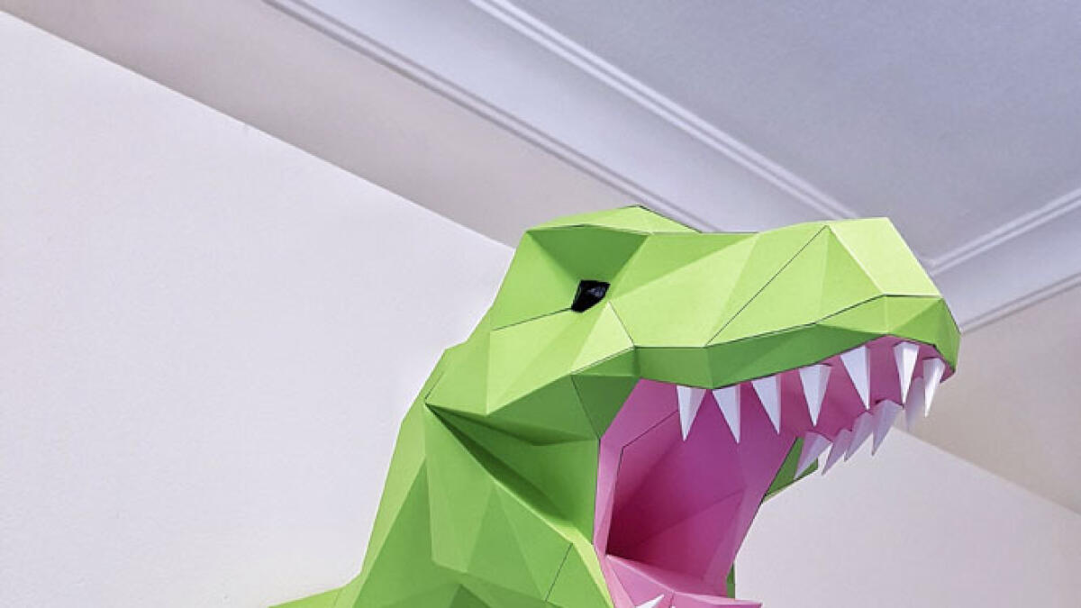 LITTLE LAUGHS: This dino sculpture scared Armin’s friend’s puppy, who wouldn’t stop barking at it