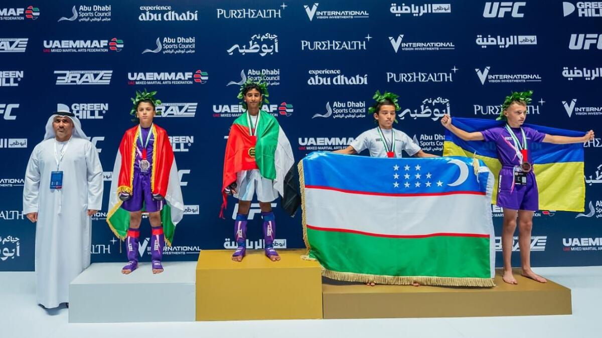 Winners on the podium at the IMMAF Youth World Championships. = Supplied Photo
