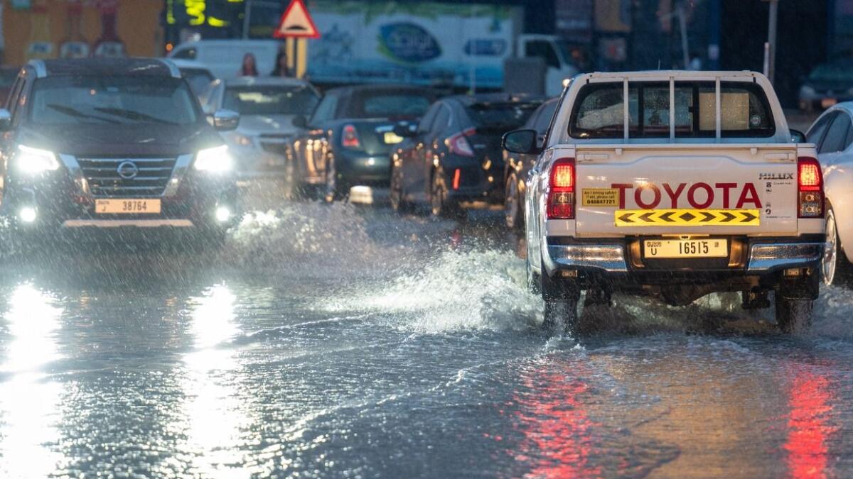 A flooded street in Dubai after heavy rains on Thursday. — Photo by Shihab