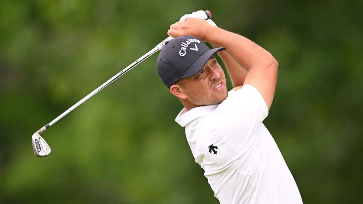 Xander Schauffele of the United States plays his shot from the eighth tee during the first round of the 2024 PGA Championship at Valhalla Golf Club on May 16. - AFP