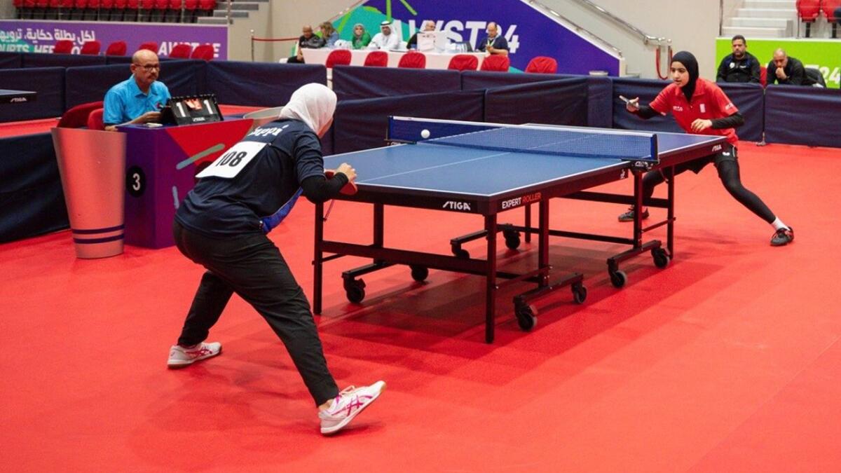 Action from the table tennis competition at the  Arab Women Sports Tournament (AWST 2024). - Supplied photo