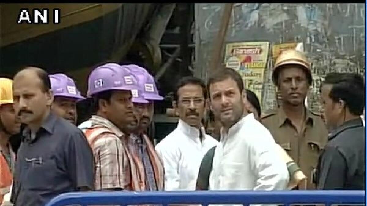 Rahul Gandhi visits Kolkata flyover crash site, meets victims