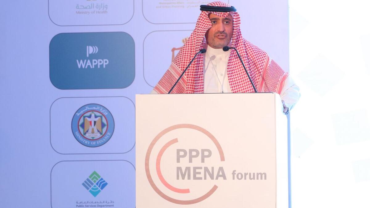 Dr Ibrahim Al Omar, deputy assistant minister for investment development, compliance and director-general of Private Sector Participation Programme, Ministry of Health, Kingdom of Saudi Arabia (KSA), addressing the forum. — Supplied photo 