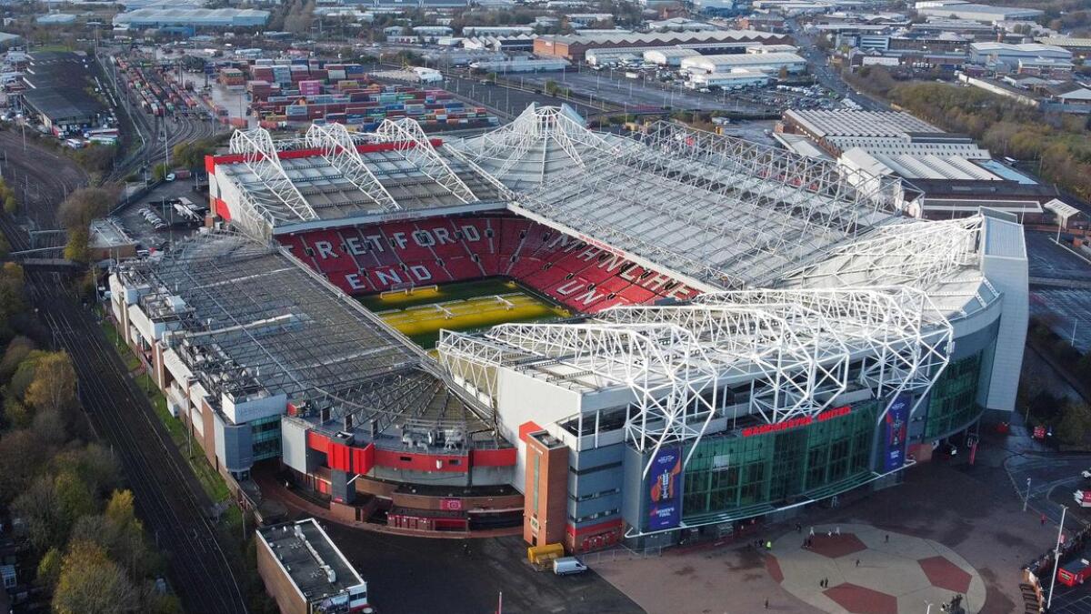 An aerial view shows Old Trafford stadium, home ground of to Manchester United football team, in Manchester, northern England. - AFP File