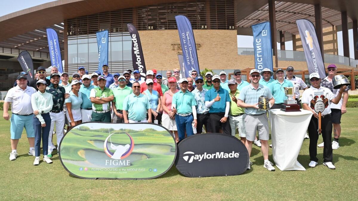 Representatives of both teams in the recent FIGME Clash of the Titans held at Trump International Golf Club. - Supplied photo