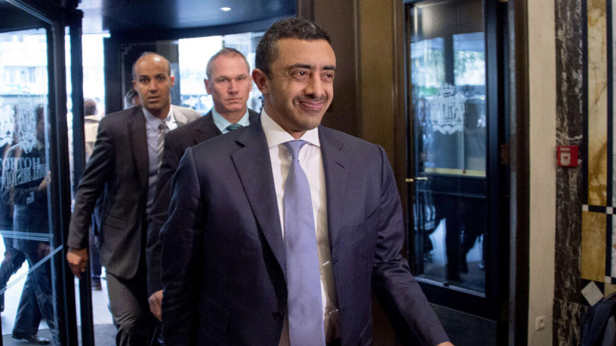 Shaikh Abdullah bin Zayed Al Nahyan, Foreign Minister, arrives for a meeting with 17 nations, the European Union and United Nations in Vienna.