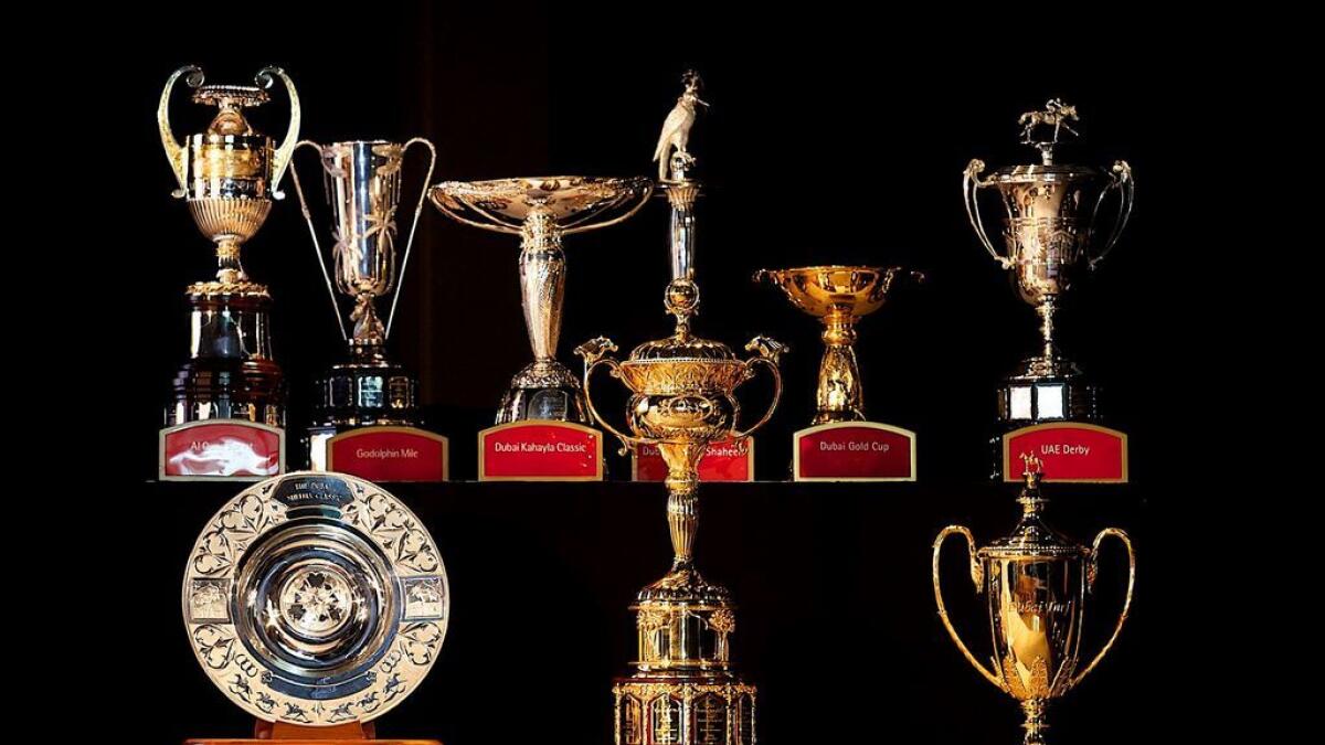 The trophies that represent a raceday worth US$30m. The 21st Dubai World Cup will be held on Saturday, March 26.