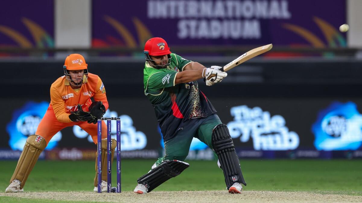 Azam Khan of Desert Vipers was in full flow on Saturday in the DP World International League T20 against Gulf Giants. - Photo ILT20