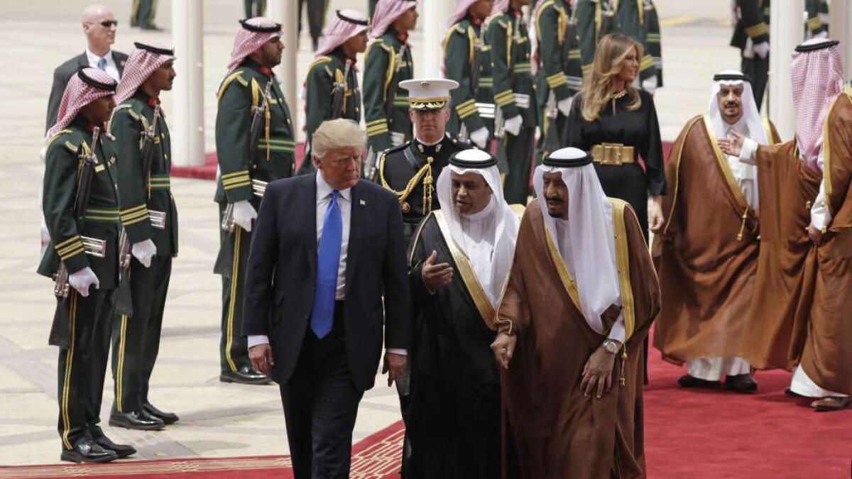 Trump was greeted by King Salman of Saudi Arabia