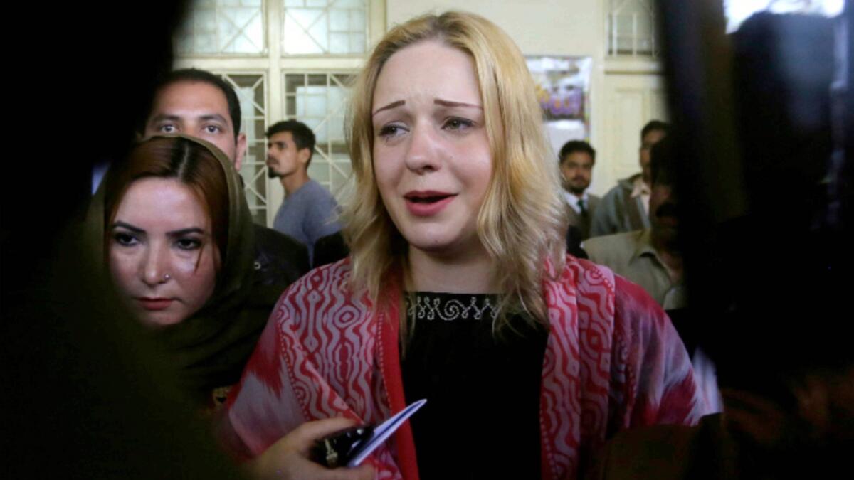 Tereza Hluskova during her trial at the Lahore court. — AP file