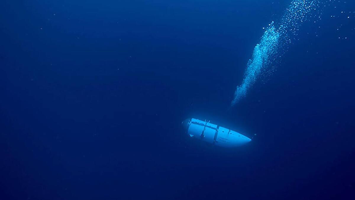 This undated image courtesy of OceanGate Expeditions, shows their Titan submersible during a descent. — AFP