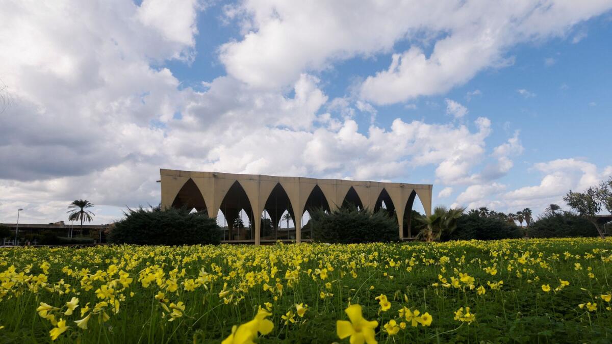 Plants blossom in a field at the Rachid Karami International Fair which was designed by a Brazilian architect Oscar Niemeyer and now inscribed on the Unesco's World Heritage List, in the northern city of Tripoli, Lebanon on February 2, 2023. — Reuters