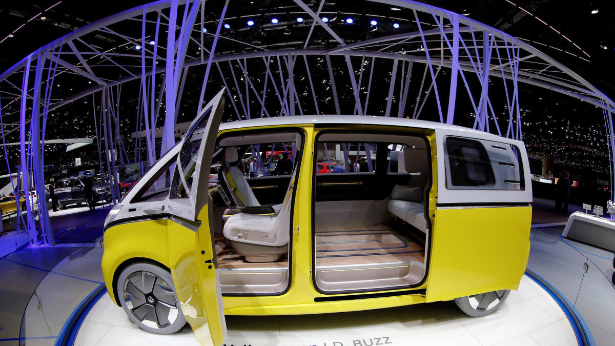 A Volkswagen I.D. Buzz concept car is seen during the the 87th International Motor Show at Palexpo in Geneva, Switzerland March 8, 2017. Reuters