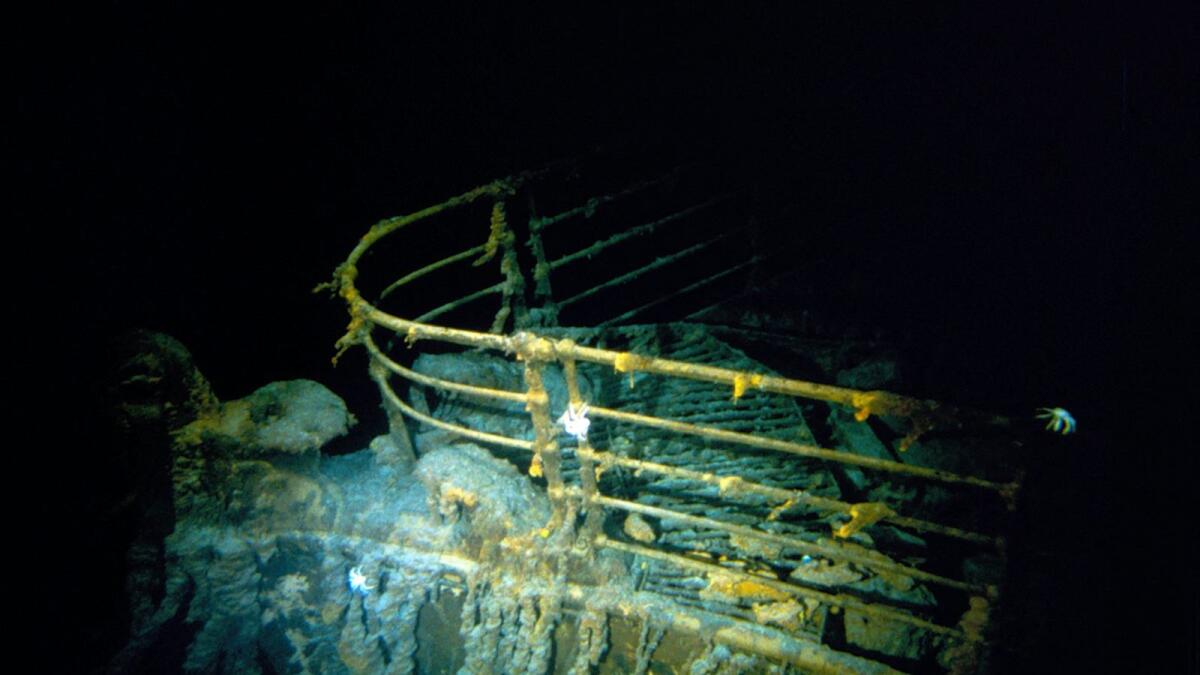 Another image of the Titanic wreckage that lies around 12,500 feet below sea level. (Photo by Woods Hole Oceanographic Institution/AFP)