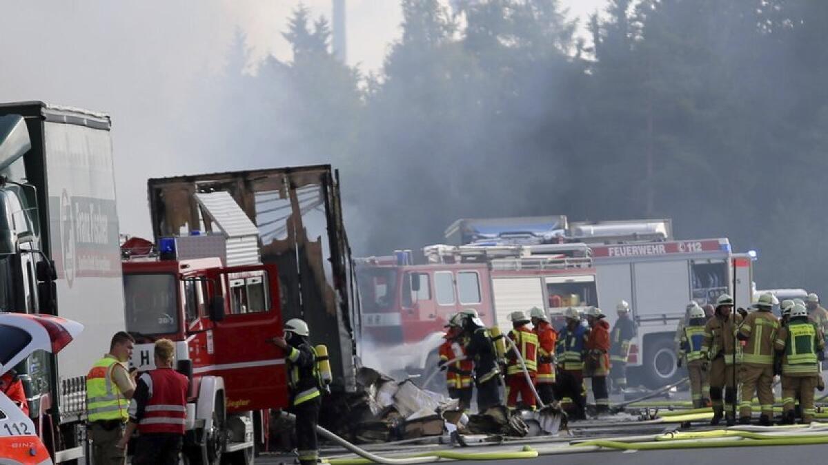 Photos: 18 dead, 31 injured as bus bursts into flames in Germany