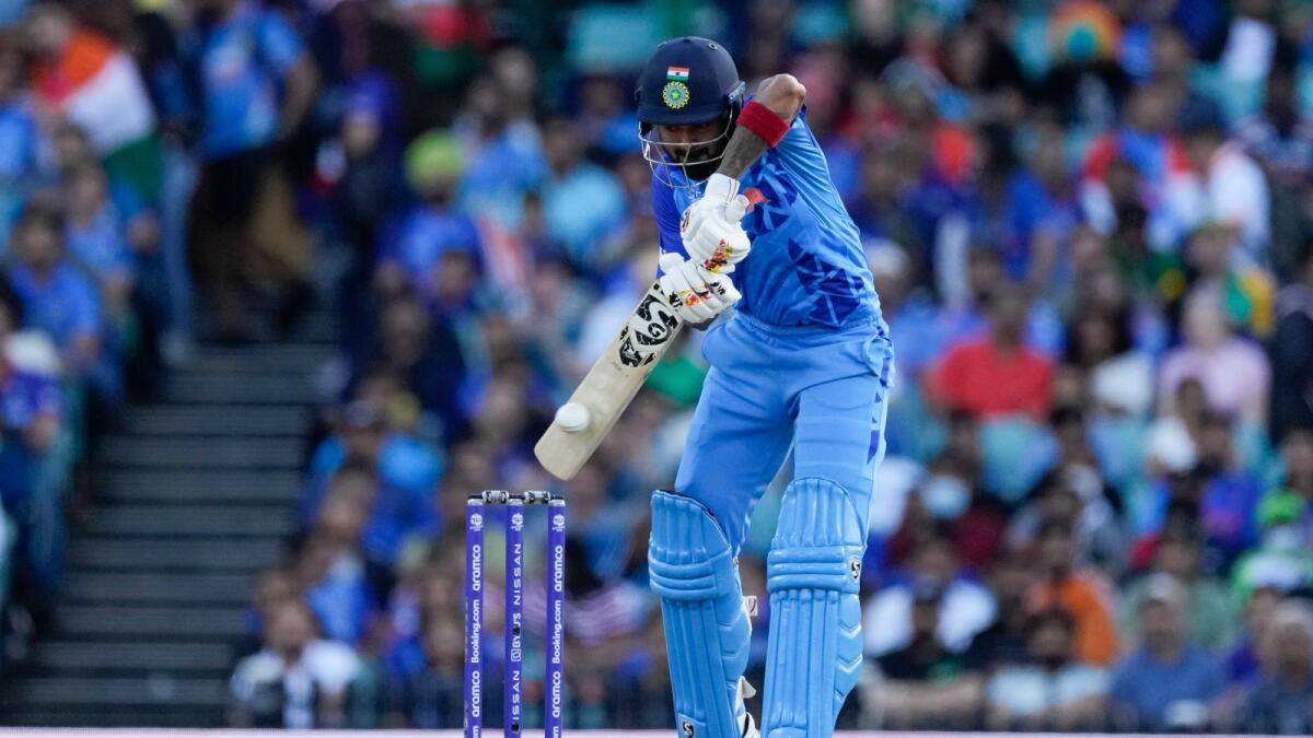 India's KL Rahul bats during the T20 World Cup match against the Netherlands in Sydney. — AP