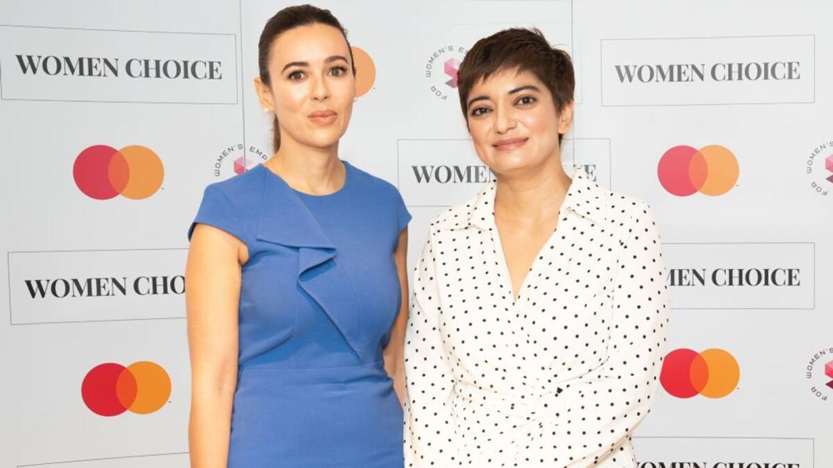 From left: Nezha Alaoui, founder and CEO of Women Choice and Amnah Ajmal, executive vice president of market development for Eastern Europe Middle East and Africa EEMEA at Mastercard.