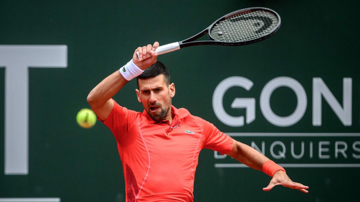 Serbia's Novak Djokovic rin action at the Geneva Open tennis tournament. - AFP