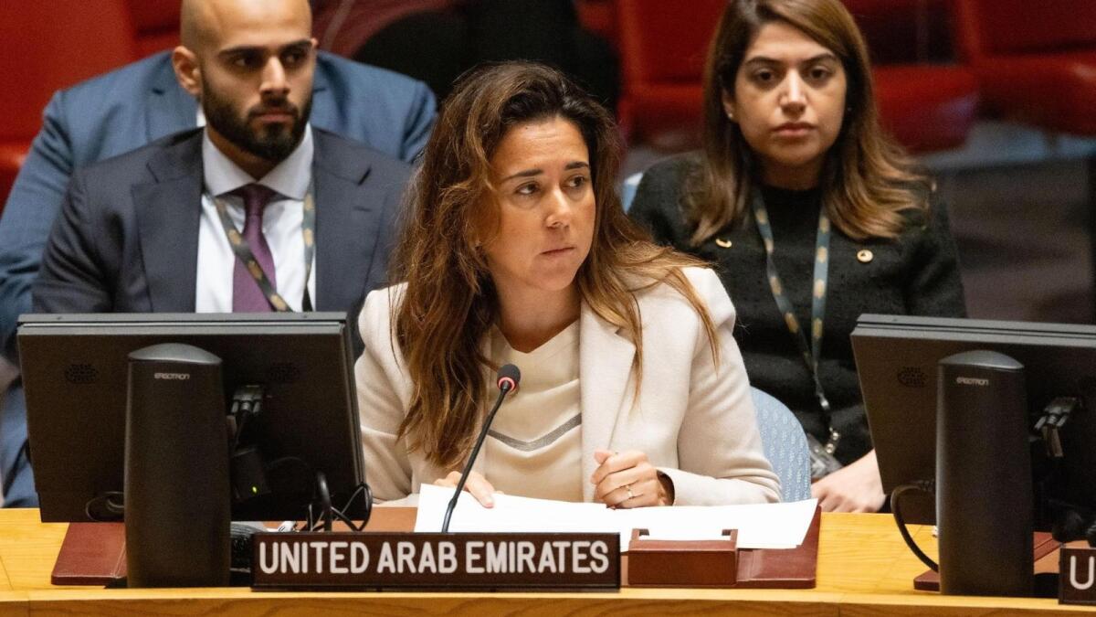 Lana Zaki Nusseibeh at UN Security Council open debate. — Wam