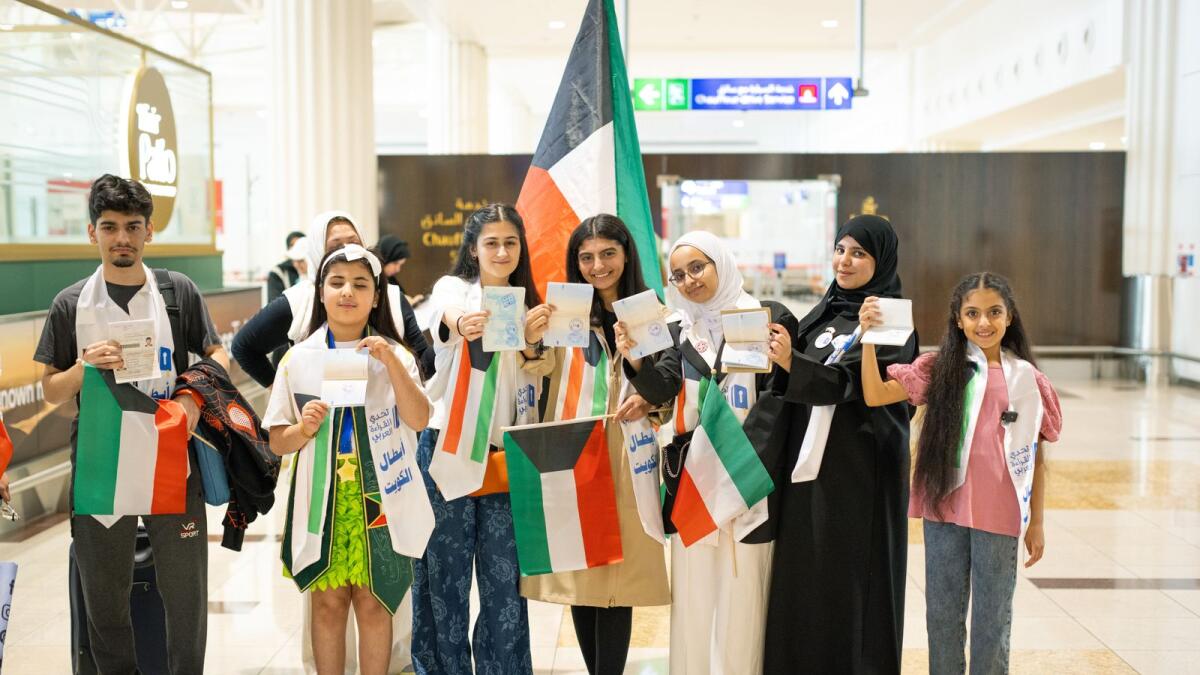 Participants of Arab Reading Challenge at Dubai International Airport. — Wam