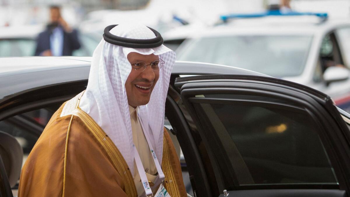 Saudi Arabia's Minister of Energy Prince Abdulaziz bin Salman al-Saud arrives at the 8th OPEC International Seminar in Vienna on Wednesday. — AFP