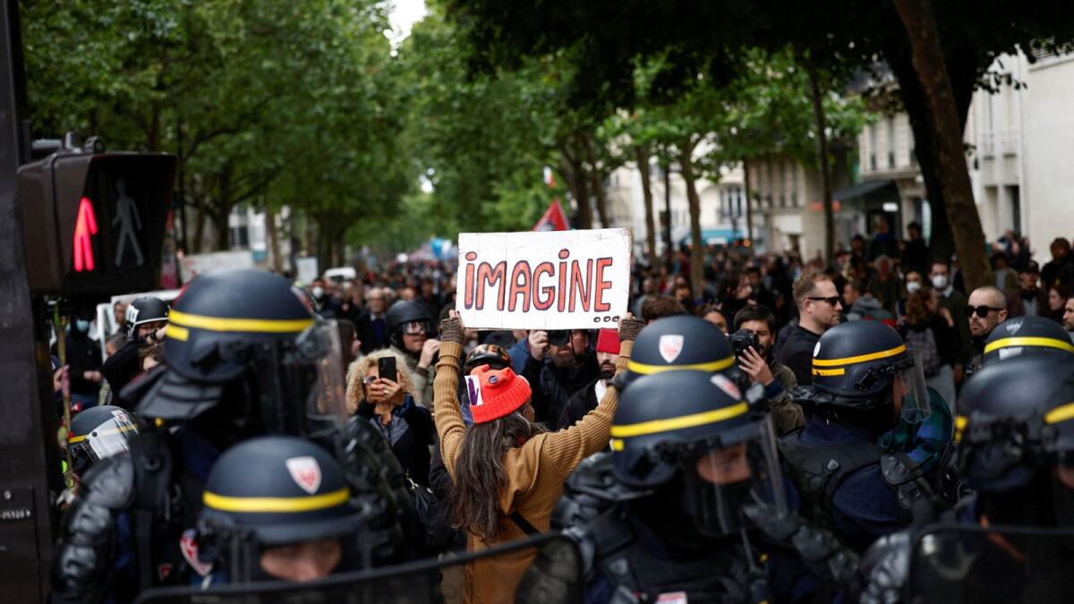 French police officers stand guard during a demonstration against the French far-right National Rally (Rassemblement National - RN) party, ahead of early legislative elections in Paris on June 15, 2024. — Reuters file