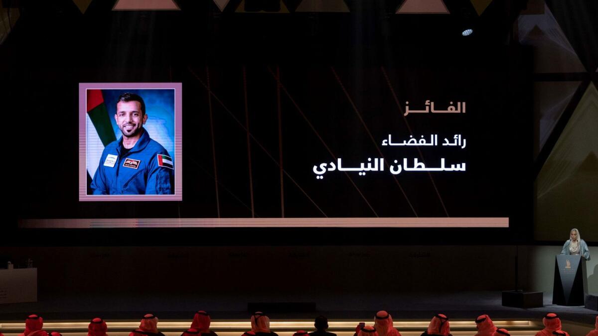 Sultan AlNeyadi being announced as the ‘Personality of the Year’ at IGCF.