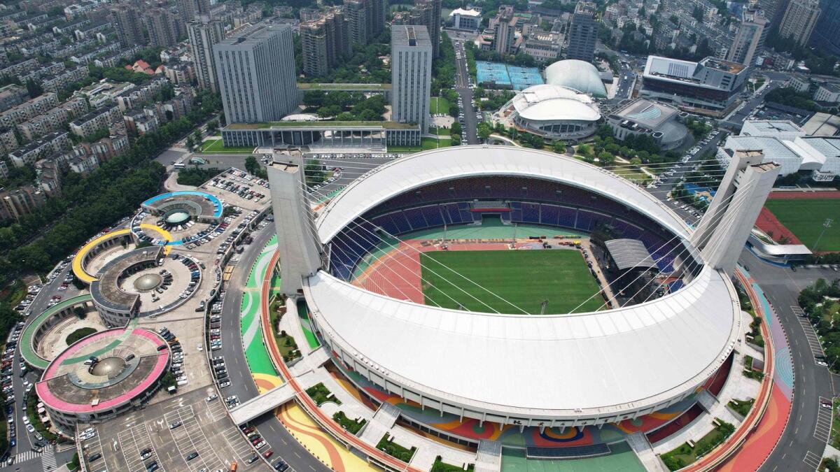 This Yellow Dragon Sports Center Stadium, a venue of the 19th Asian Games, in Hangzhou. - AFP