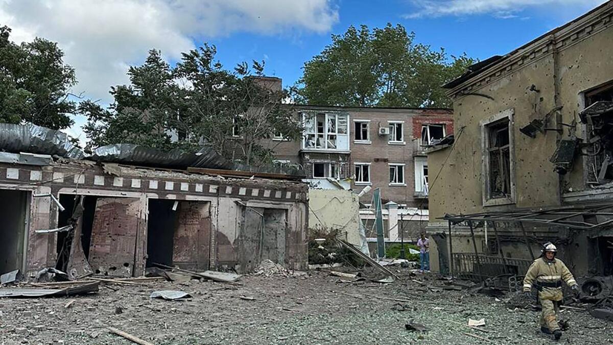 The damage following an explosion near a cafe in the southwestern Russian city of Taganrog. — AFP