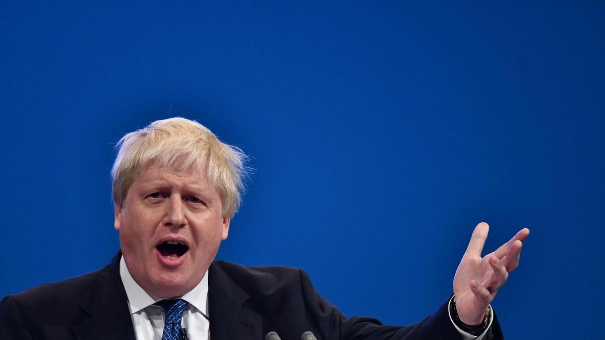 Britains Foreign Secretary Boris Johnson delivers a speech