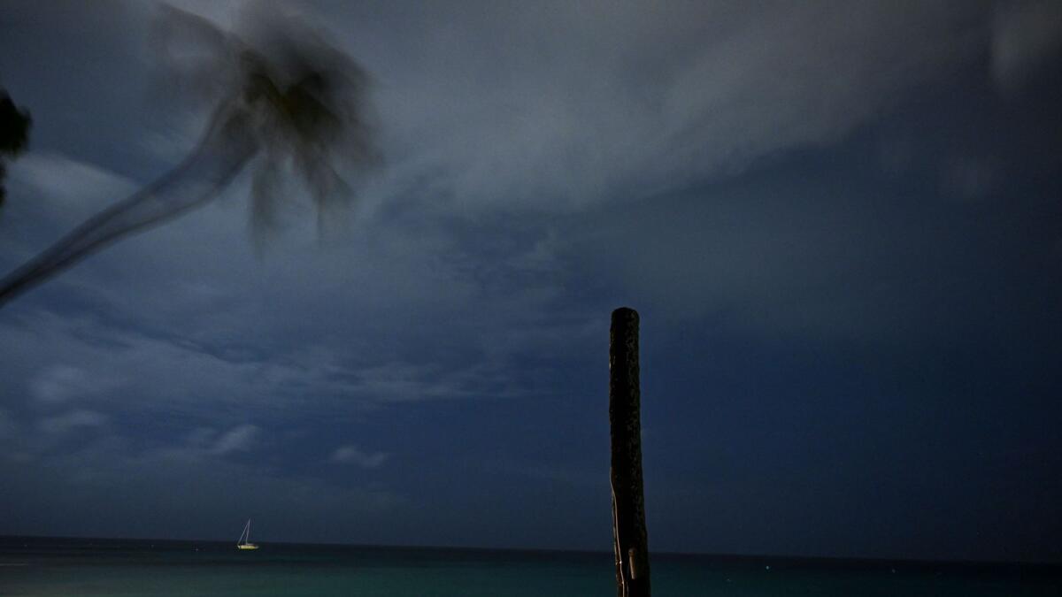 Strong winds blow as Hurricane Beryl approaches Bridgetown, Barbados on Monday. AFP