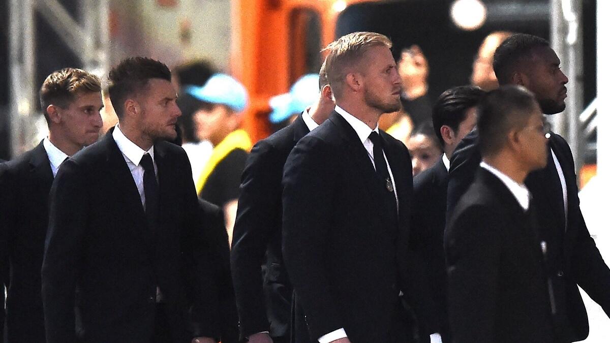 Leicester City players attend funeral of late owne
