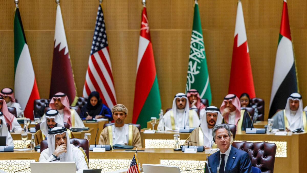 Saudi Arabia's Foreign Minister Prince Faisal bin Farhan and Antony Blinken attend a Joint Ministerial Meeting of the GCC-US Strategic Partnership discussing the humanitarian situation in Gaza. — AFP