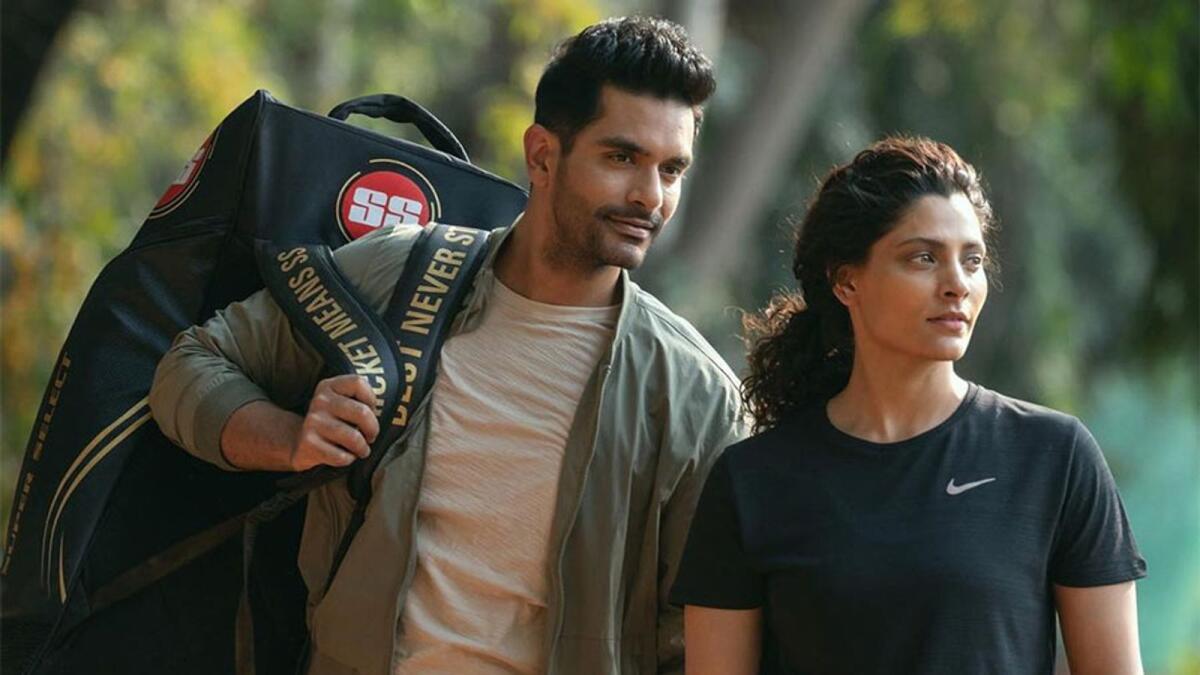 Angad Bedi and Saiyami Kher in a still from 'Ghoomer'