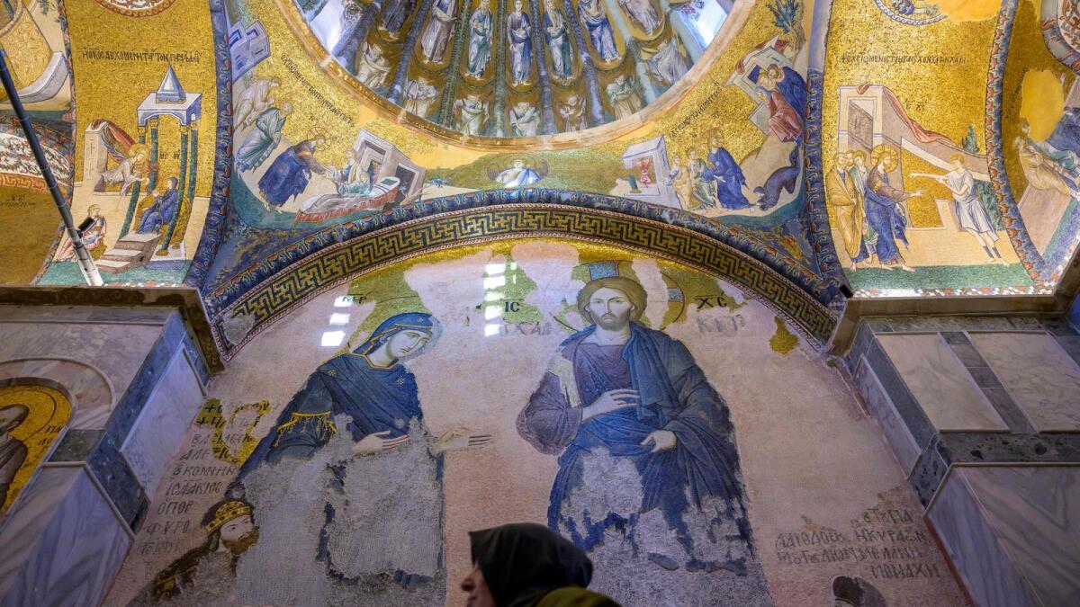 A visitor walks inside the ancient Orthodox church now converted as the Kariye Mosque in Istanbul. — Photo: AFP