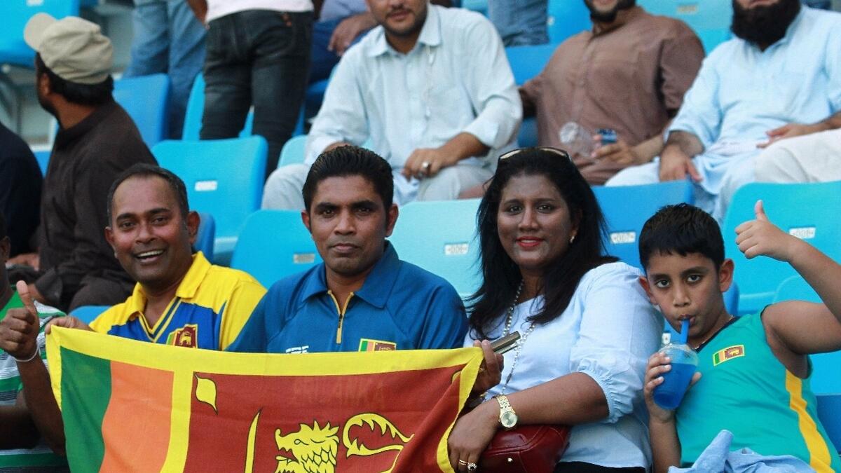 Sri Lankan fans enjoys Test match against Pakistan at Dubai Cricket Stadium. Photo by Shihab/KT